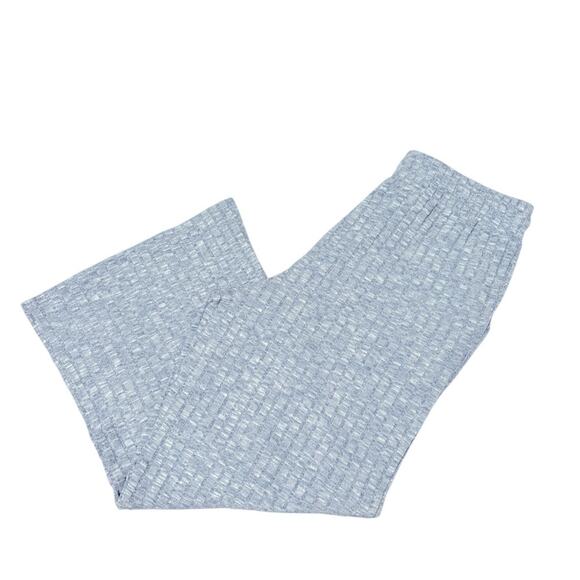 Calme x Johnny Was Women’s Cozy Wide Leg Pant Blue Ribbed Pockets Tie Waist M - Picture 2 of 7